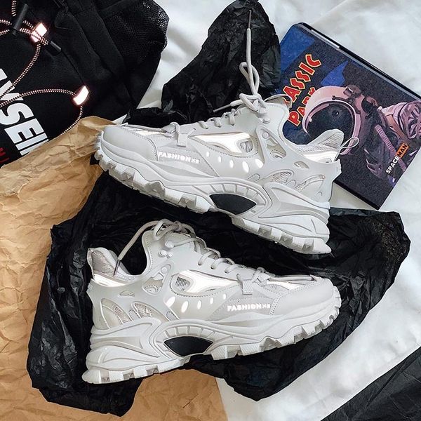 height increasing shoes thick sole dad shoe men women sneakers reflective comfortable sports running casual tennis 221118, Black;white
height increasing shoes thick sole dad shoe men women sneakers reflective comfortable sports running casual tennis 221118, Black;white