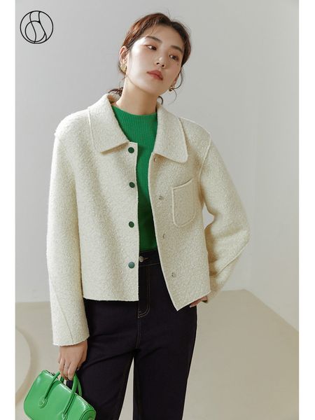 women's wool blends dushu casual style short en coat autumn winter loose thin straight all-match female cotton clothing 221117, Black
women's wool blends dushu casual style short en coat autumn winter loose thin straight all-match female cotton clothing 221117, Black