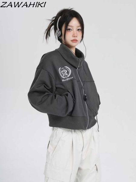 women's jackets american retro cropped coats stand collar jackets loose zip-up hoodie coats y2k short winter clothes 90s women streetwe, Black;brown
women's jackets american retro cropped coats stand collar jackets loose zip-up hoodie coats y2k short winter clothes 90s women streetwe, Black;brown