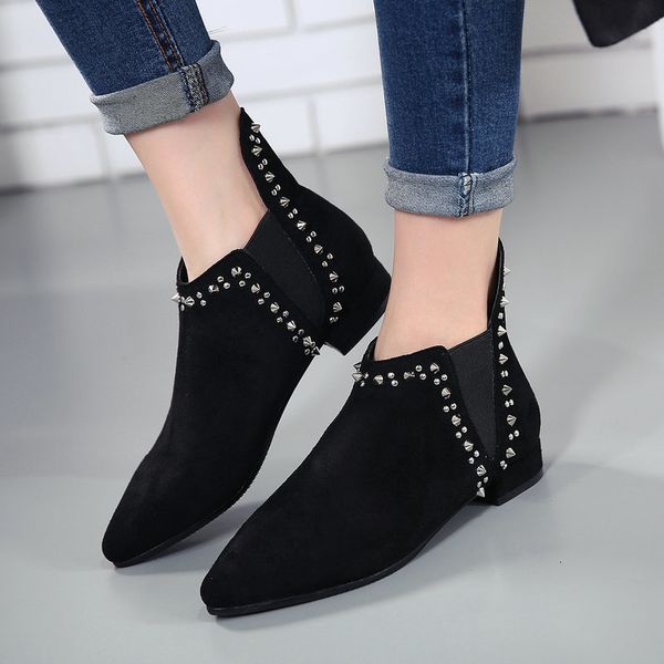 boots women suede leather boots qualiy pointed toe shoes ladies casual autumn winter rivets shoes botines 221118, Black
boots women suede leather boots qualiy pointed toe shoes ladies casual autumn winter rivets shoes botines 221118, Black