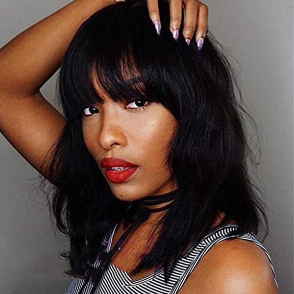 women's wigs short female black medium long bangs curly high temperature silk head cover
women's wigs short female black medium long bangs curly high temperature silk head cover