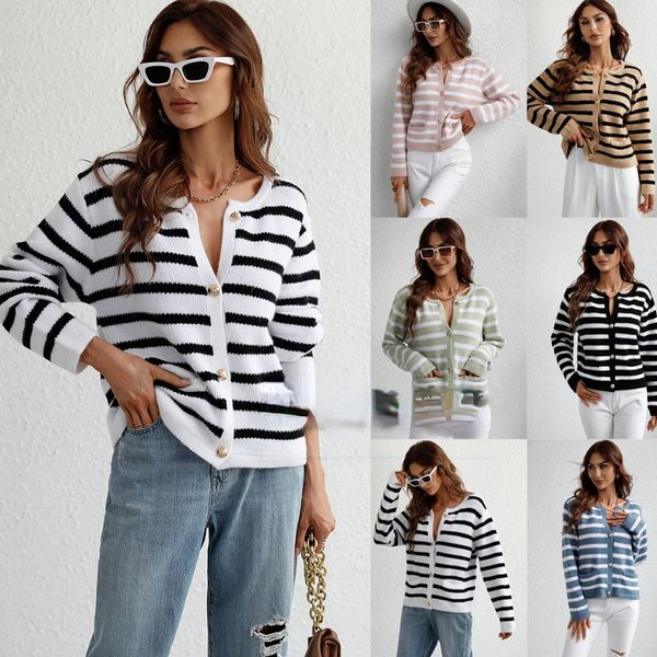 2022 fall winter stripes European and American fashion loose women knitwear women single-breasted cardigan sweater women, White
2022 fall winter stripes European and American fashion loose women knitwear women single-breasted cardigan sweater women, White