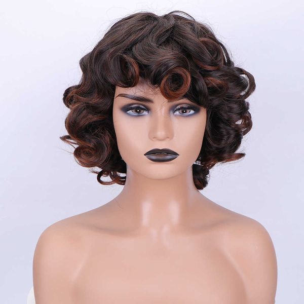 women's wigs junsi short roll mixed color selling chemical fiber headgear women can order colors, Black
women's wigs junsi short roll mixed color selling chemical fiber headgear women can order colors, Black
