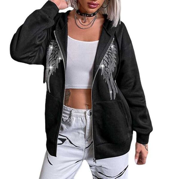 women's jackets angel wings print hoodie y2k aesthetic women long sleeve hooded zipper streetwear 2000s gothic clothes coat streetwear, Black;brown
women's jackets angel wings print hoodie y2k aesthetic women long sleeve hooded zipper streetwear 2000s gothic clothes coat streetwear, Black;brown