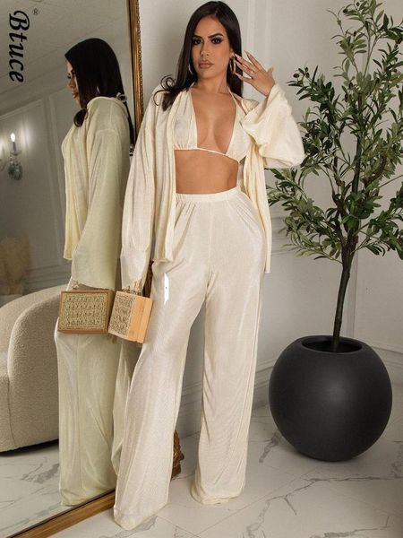 women s two piece pants summer women pleated shirts trousers three sets casual slip vest wide leg suits female lady streetwear outfits 22111, White
women s two piece pants summer women pleated shirts trousers three sets casual slip vest wide leg suits female lady streetwear outfits 22111, White