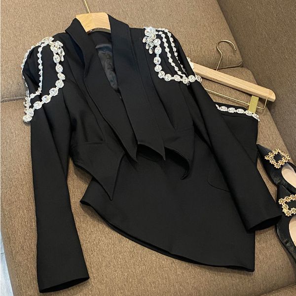 two piece dress diamond chain irregular jacket ol turn down collar blazer coat crystal beads package skirt woman suit 2pcs set 221118, White
two piece dress diamond chain irregular jacket ol turn down collar blazer coat crystal beads package skirt woman suit 2pcs set 221118, White