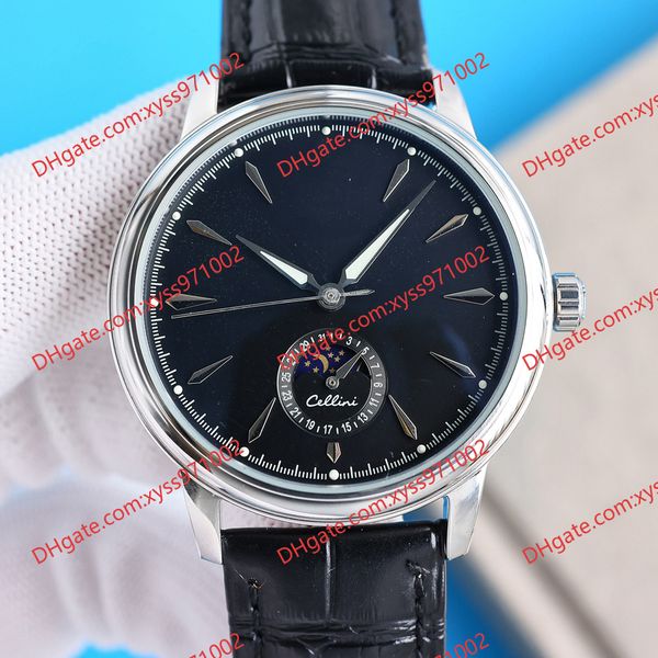 fashion watchs moon phase display gold wristwatch men's luxury rose gold watch 40mm silver dial 316 steel case cowhide strap black watc, Slivery;brown
fashion watchs moon phase display gold wristwatch men's luxury rose gold watch 40mm silver dial 316 steel case cowhide strap black watc, Slivery;brown