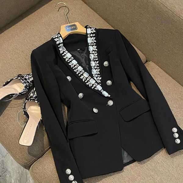 women's suits blazers spring autumn retro diamonds-studded woman beaded jacket female ol coat turn down collar crystal cardigan 221117, White;black
women's suits blazers spring autumn retro diamonds-studded woman beaded jacket female ol coat turn down collar crystal cardigan 221117, White;black