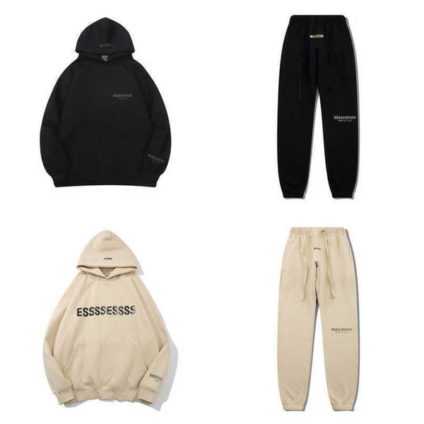 classic luxury men's tracksuits sweatshirts letter essss hoodies men women's print casual sweater sportswear pants suit pullover, Black 
classic luxury men's tracksuits sweatshirts letter essss hoodies men women's print casual sweater sportswear pants suit pullover, Black