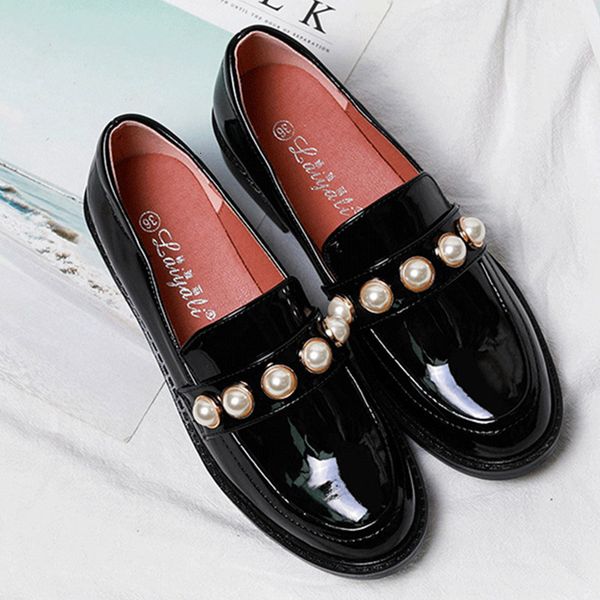 dress shoes patent leather beads oxford shoes british derby for woman flats pearl slip on add cashmere loafers size 34 42 221118, Black
dress shoes patent leather beads oxford shoes british derby for woman flats pearl slip on add cashmere loafers size 34 42 221118, Black