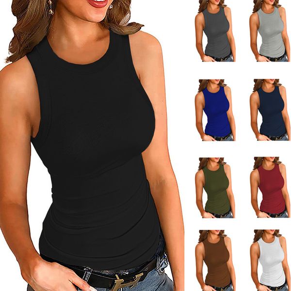 2022 cross-border spring and summer new European and American solid color printed round neck vest with I-shaped ladies' blouse, Black
2022 cross-border spring and summer new European and American solid color printed round neck vest with I-shaped ladies' blouse, Black