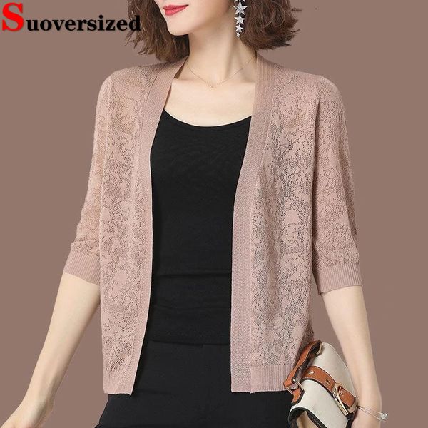 women's knits tees oversized 5xl summer knit cardigan jackets half sleeve lace knitwear coats korean elegant trendy hollow out sunscree, White
women's knits tees oversized 5xl summer knit cardigan jackets half sleeve lace knitwear coats korean elegant trendy hollow out sunscree, White