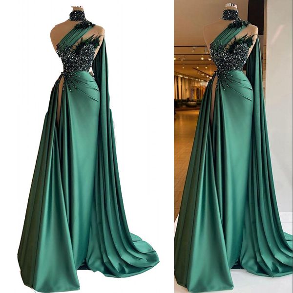 2023 dark green evening dresses wear with feather high neck one shoulder crystal sequins beads high side split floor length sheath party dre, Black;red
2023 dark green evening dresses wear with feather high neck one shoulder crystal sequins beads high side split floor length sheath party dre, Black;red