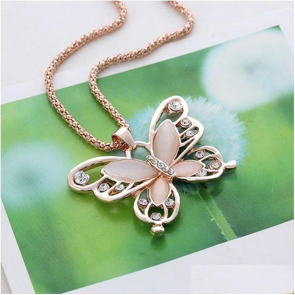 pendant necklaces crystal butterfly pendant necklace 18k rose gold plated sweater opal stone hallow long chain charms animal fashion dhlgb, Silver
pendant necklaces crystal butterfly pendant necklace 18k rose gold plated sweater opal stone hallow long chain charms animal fashion dhlgb, Silver
