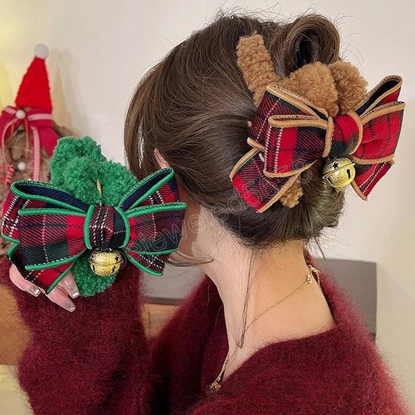 christmas bell plaid bow hair clip cute hairpin fluffy plush hair claw back of the head ponytail grab clips hair accessories, Golden;silver
christmas bell plaid bow hair clip cute hairpin fluffy plush hair claw back of the head ponytail grab clips hair accessories, Golden;silver