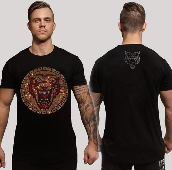 t shirt summer men streetwear luxury design rhinestone short sleeve top, White;black
t shirt summer men streetwear luxury design rhinestone short sleeve top, White;black