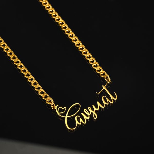 pendant necklaces punk curb chain name for women stainless steel old english letter clavicle collares para mujer 221118, Silver
pendant necklaces punk curb chain name for women stainless steel old english letter clavicle collares para mujer 221118, Silver