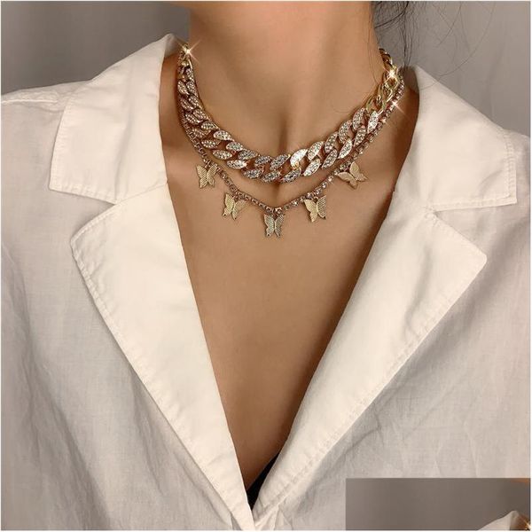 pendant necklaces luxury butterfly pendant choker necklaces women iced out cuban link chains fashion bling crystal rhinestone animal dhuah, Silver
pendant necklaces luxury butterfly pendant choker necklaces women iced out cuban link chains fashion bling crystal rhinestone animal dhuah, Silver