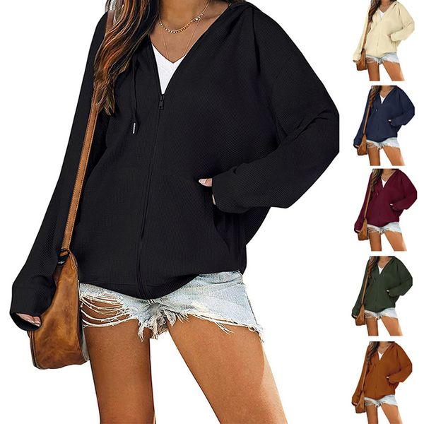 new European and American women's autumn and winter zipper hooded sweatshirt casual long-sleeved jacket, Brown
new European and American women's autumn and winter zipper hooded sweatshirt casual long-sleeved jacket, Brown