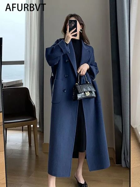 women's wool blends women coat outerwear winter clothing fashion warm woolen female x long elegant double breasted black 221117
women's wool blends women coat outerwear winter clothing fashion warm woolen female x long elegant double breasted black 221117
