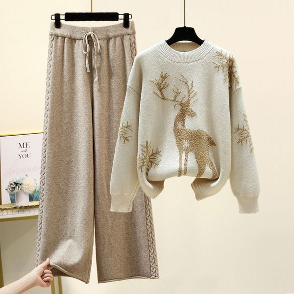 women s two piece pants set of fashion pieces for long sleeve printing pullover all match knitted high waist wide leg suit 221118, White
women s two piece pants set of fashion pieces for long sleeve printing pullover all match knitted high waist wide leg suit 221118, White