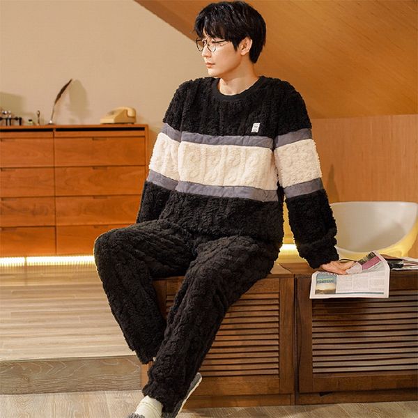 men's sleepwear winter long sleeve thick warm flannel pajama sets for men coral velvet cute cartoon suit pyjamas homewear clothes 22111, Black;brown
men's sleepwear winter long sleeve thick warm flannel pajama sets for men coral velvet cute cartoon suit pyjamas homewear clothes 22111, Black;brown