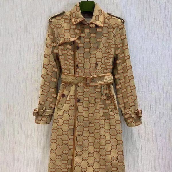 

autumn womens trench coats designer luxury women windbreaker body letter print jacket loose belt coat female casual long trenchs coat e881, Tan;black