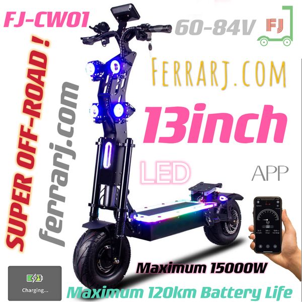 Image of FJ-CW01 13inch electric scooter maximum 84v 15000w dual motor foldable top super off road e scooter