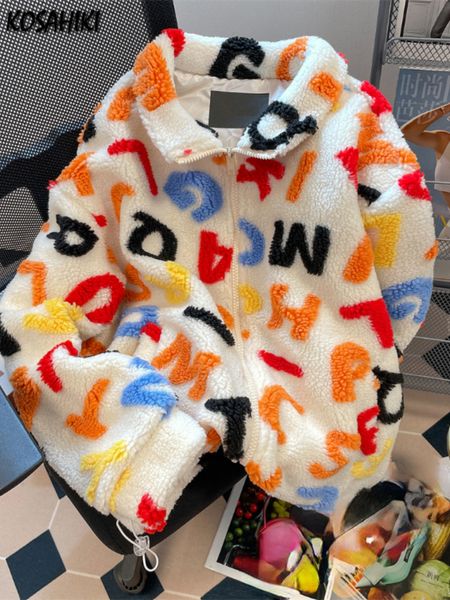 women s jackets y2k aesthetic casual lamb wool jacket letter patchwork contrast color loose coat japanese harajuku turn down collar zipper c, Black;brown
women s jackets y2k aesthetic casual lamb wool jacket letter patchwork contrast color loose coat japanese harajuku turn down collar zipper c, Black;brown