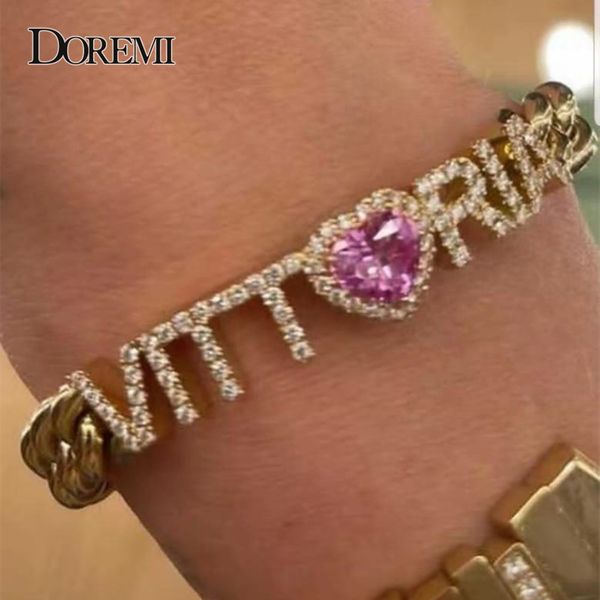charm bracelets doremi pink cz heart custom name with thick cuban chain number zircon for women gift 221118, Golden;silver
charm bracelets doremi pink cz heart custom name with thick cuban chain number zircon for women gift 221118, Golden;silver
