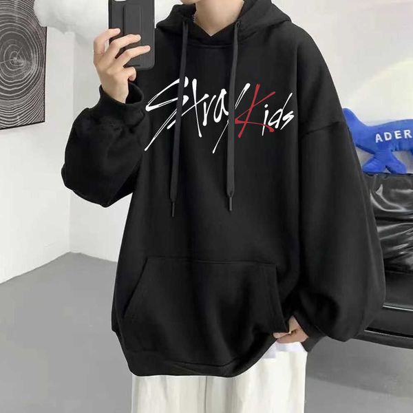 men's hoodies sweatshirts korean kpop stray kids oversized hoodies women men streatwear sweatshirt pullover hoodie casual clothes long, Black 
men's hoodies sweatshirts korean kpop stray kids oversized hoodies women men streatwear sweatshirt pullover hoodie casual clothes long, Black