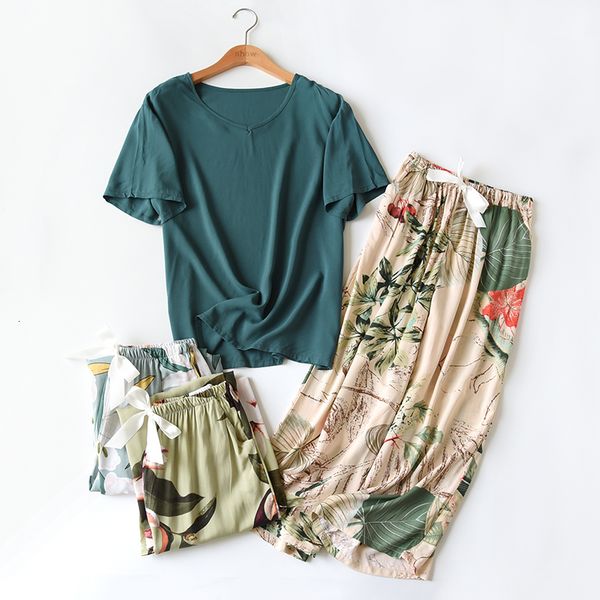 women's sleepwear spring women comfort rayon pajamas set loose thin wide leg floral printed short sleevepants 2pcs ladies household 221, Black;red
women's sleepwear spring women comfort rayon pajamas set loose thin wide leg floral printed short sleevepants 2pcs ladies household 221, Black;red
