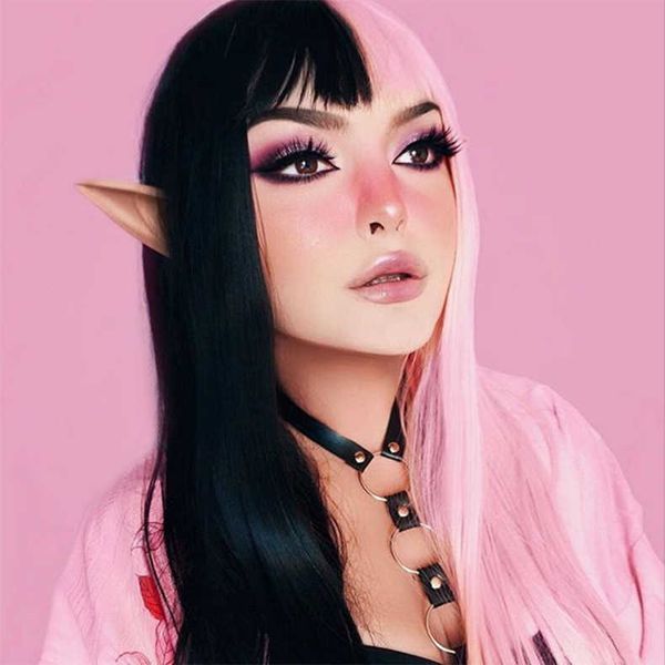 women's wigs cos black powder two color combination air bangs chemical fiber high temperature silk long hair headgear
women's wigs cos black powder two color combination air bangs chemical fiber high temperature silk long hair headgear
