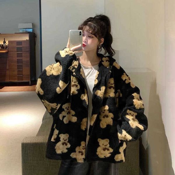 women's jackets cartoon bear fleece hooded jackets women casual oversized hoodie female zip up sweatshirt teddy coat warm hoodies coupl, Black;brown
women's jackets cartoon bear fleece hooded jackets women casual oversized hoodie female zip up sweatshirt teddy coat warm hoodies coupl, Black;brown