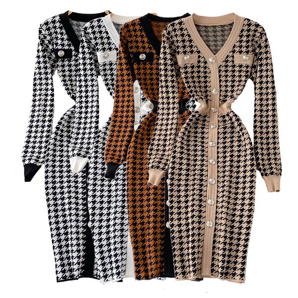 casual dresses autumn elegant temperament v-neck hit color office lady single-breasted houndstooth knitted stretch women clothing 221117, Black;gray
casual dresses autumn elegant temperament v-neck hit color office lady single-breasted houndstooth knitted stretch women clothing 221117, Black;gray