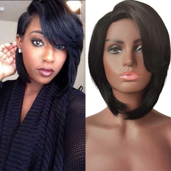 women's wigs short straight hair high temperature silk simulated scalp partial, Black
women's wigs short straight hair high temperature silk simulated scalp partial, Black