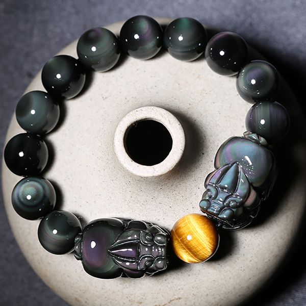 charm bracelets natural obsidian double pixiu pig good luck feng shui brave rainbow beckoning beast men women jewelry 221118, Golden;silver
charm bracelets natural obsidian double pixiu pig good luck feng shui brave rainbow beckoning beast men women jewelry 221118, Golden;silver