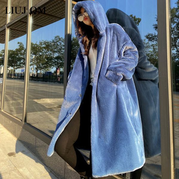 women's fur faux winter women rabbit coat lengthen knee jacket loose hooded overcoat thick warm large size female plush coats 221118, Black
women's fur faux winter women rabbit coat lengthen knee jacket loose hooded overcoat thick warm large size female plush coats 221118, Black