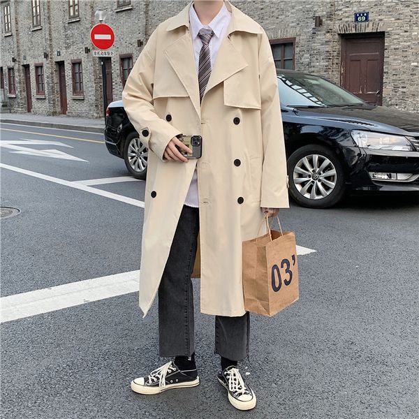 Spring and autumn British style double breasted medium long windbreaker men's handsome knee length shawl loose men's coat, Khaki
Spring and autumn British style double breasted medium long windbreaker men's handsome knee length shawl loose men's coat, Khaki