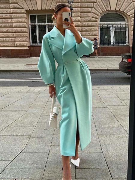 women's wool blends fashion lantern sleeve women woolen coat lapel doublebreasted office lady long jackets windbreaker thick streetwear, Black
women's wool blends fashion lantern sleeve women woolen coat lapel doublebreasted office lady long jackets windbreaker thick streetwear, Black