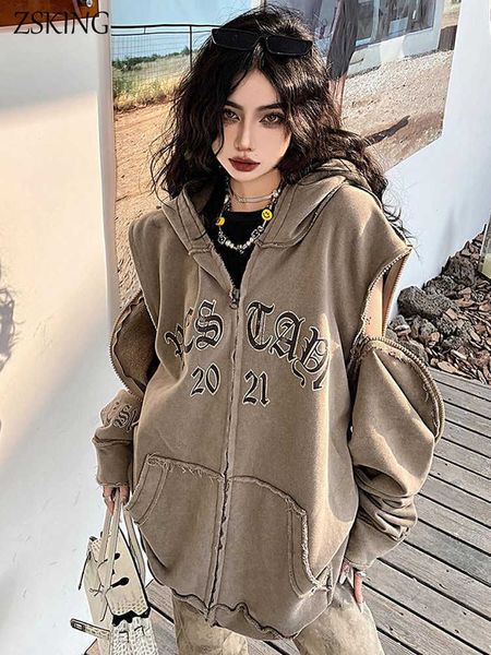 men's hoodies sweatshirts zsking vintage washed distressed sweatshirt letter hole detachable hoodie korean style fashion loose oversize, Black
men's hoodies sweatshirts zsking vintage washed distressed sweatshirt letter hole detachable hoodie korean style fashion loose oversize, Black