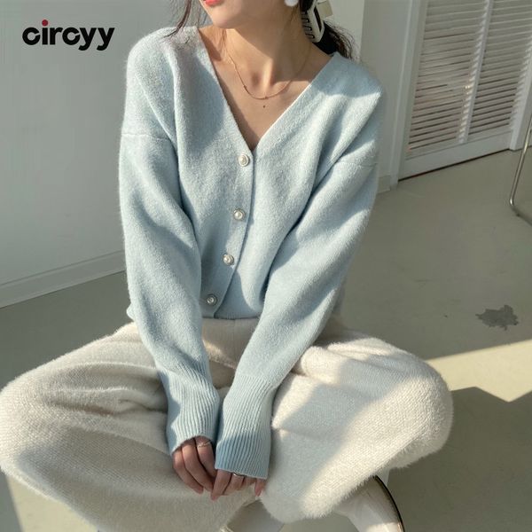 women's knits tees circyy warm knitted cardigan women sweater korean fashion blue v-neck lady clothes soft casual pink loose coat fall, White
women's knits tees circyy warm knitted cardigan women sweater korean fashion blue v-neck lady clothes soft casual pink loose coat fall, White