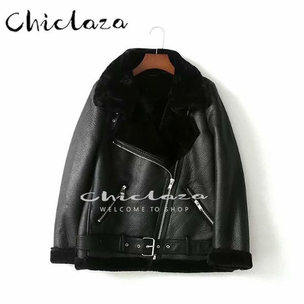 women's leather faux chiclaza women winter thick warm wool lamb jacket coat female casual zipper belt outwear 221118, Black
women's leather faux chiclaza women winter thick warm wool lamb jacket coat female casual zipper belt outwear 221118, Black