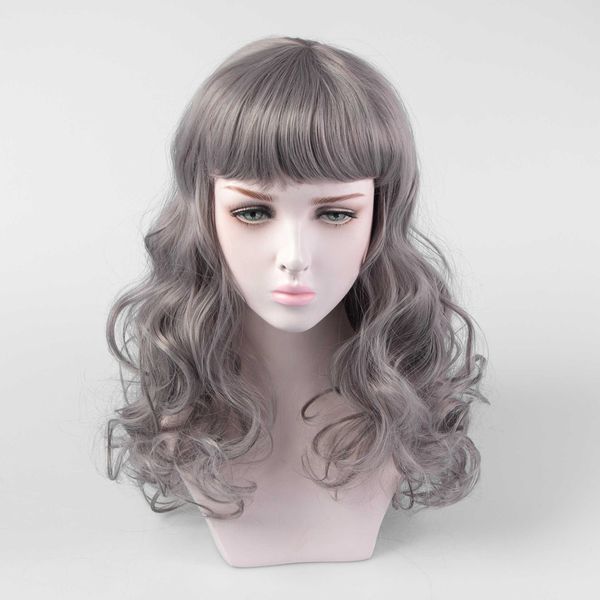 women's wigs female natural matte high temperature silk qi bangs gray long curly hair, Black
women's wigs female natural matte high temperature silk qi bangs gray long curly hair, Black