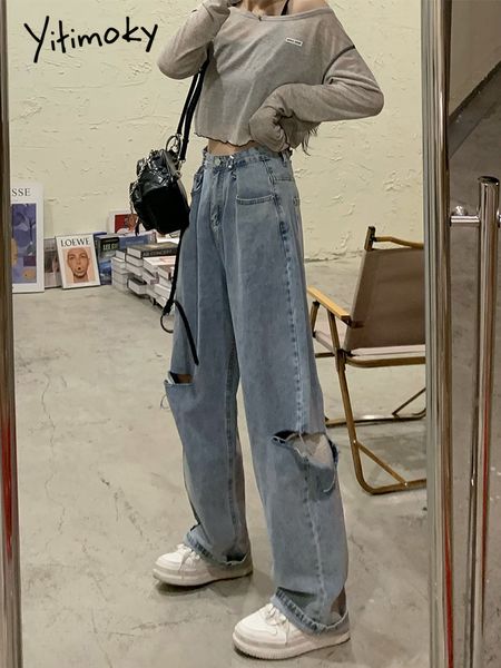 women's jeans yitimoky high waist jeans woman summer loose fashion hole simple pockets straight denim wide leg pants baggy trousers 221, Blue
women's jeans yitimoky high waist jeans woman summer loose fashion hole simple pockets straight denim wide leg pants baggy trousers 221, Blue