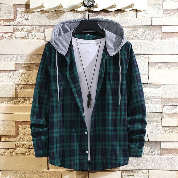 men's casual shirts men's plaid hooded long sleeve shirt autumn korean casual loose cotton hip hop coat streetwear printed hoodies, White;black
men's casual shirts men's plaid hooded long sleeve shirt autumn korean casual loose cotton hip hop coat streetwear printed hoodies, White;black