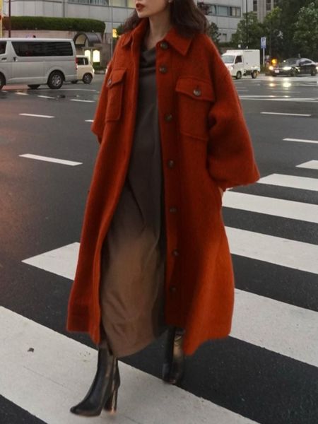 women's wool blends vintage elegant mohair long jackets lapel neck single breasted coats autumn winter clothes women fashion casual out, Black
women's wool blends vintage elegant mohair long jackets lapel neck single breasted coats autumn winter clothes women fashion casual out, Black