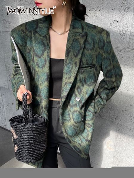 women's suits blazers twotwinstyle green leopard graphic female blazer notched long sleeve temperament colorblock loose coat winter 221, White;black
women's suits blazers twotwinstyle green leopard graphic female blazer notched long sleeve temperament colorblock loose coat winter 221, White;black