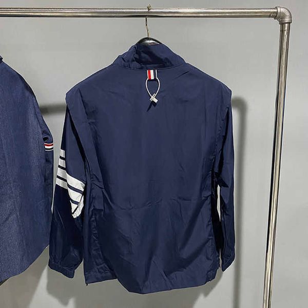 women men and jacket spring autumn side zipper red white blue thom mesh striped webbing decorative thin loose brown casual windbreaker, Black;brown
women men and jacket spring autumn side zipper red white blue thom mesh striped webbing decorative thin loose brown casual windbreaker, Black;brown