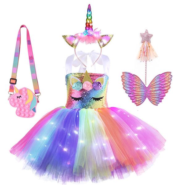 special occasions purim girls unicorn costume with led light tutu dress wings sequins kids cosplay jumpsuit for birthday party gift 221118, Blue
special occasions purim girls unicorn costume with led light tutu dress wings sequins kids cosplay jumpsuit for birthday party gift 221118, Blue